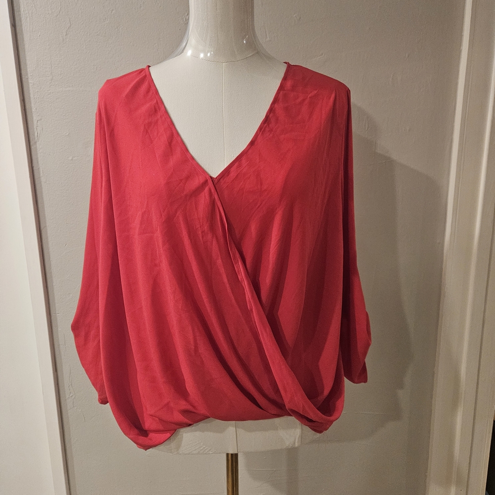 Lush Vibrant Fuscia Draped Blouse M